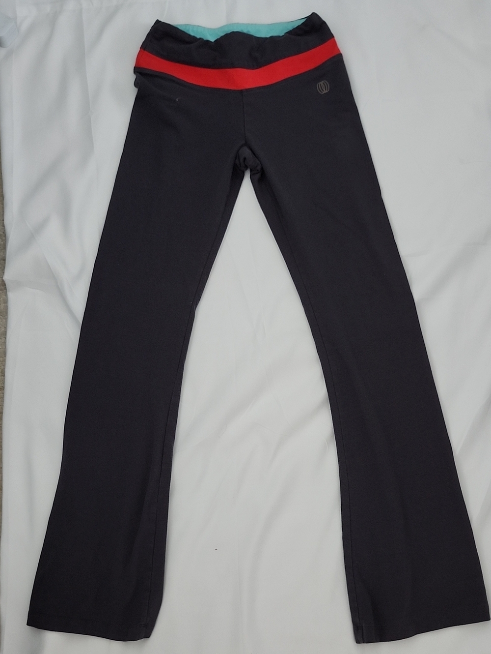 Marika Black Flare Yoga Jeans with Red Waistband